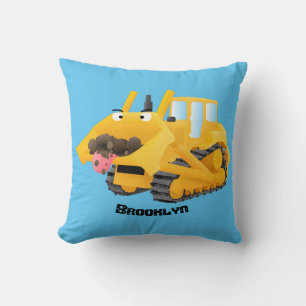 Coussin Sympa joli caractère de dessin animé au bulldozer