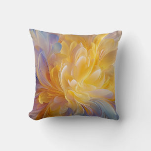 Coussin Symphonie dorée de pétales abstraits en fleurs