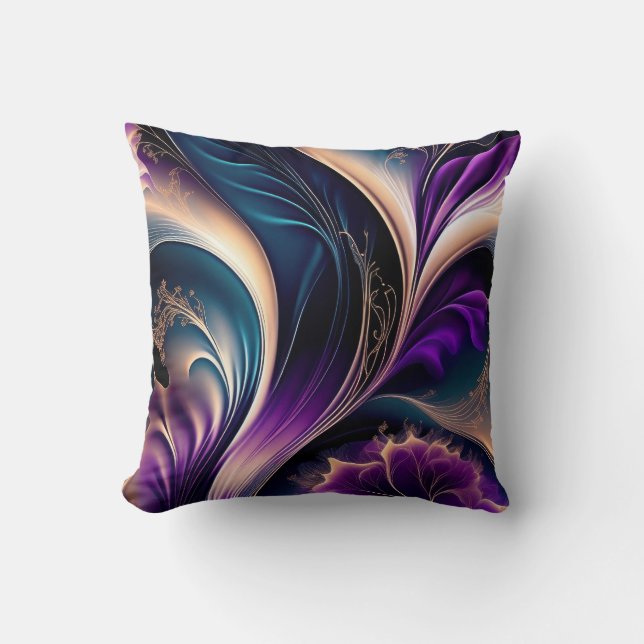 Coussin Symphonie florale - Violet foncé - Art abstrait do (Recto)