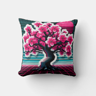 Coussin Synthwave de l'arbre de fleurs de cerisier 803