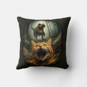 Coussin T-Rex drôle & Mème de chat qui hurle (Verso)