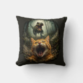 Coussin T-Rex drôle & Mème de chat qui hurle (Recto)