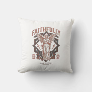 Coussin T-Shi chrétien gravure vintage ange fidèlement