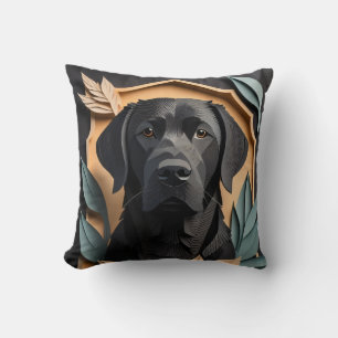 Coussin T-shirt 3D Paper Art Black Labrador Design