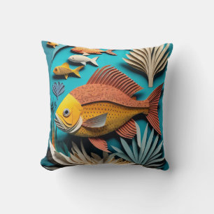 Coussin T-shirt 3D Paper Art Fish Design