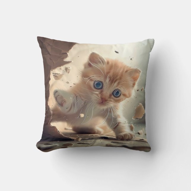 Coussin T-shirt à manches longues mignonne chat (Recto)