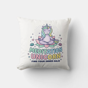 Coussin T-shirt à typographie gras Licorne Méditation Lico