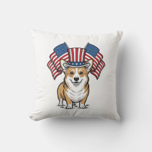 Coussin T-shirt avec gravure vintage de chien Corgi patrio