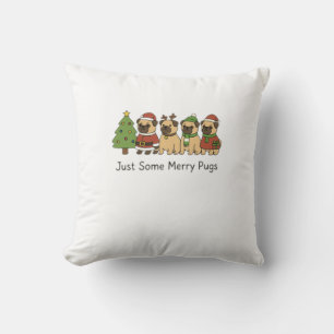 Coussin T-shirt cadeau de Noël Pug mignon