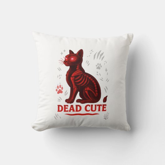 Coussin T-shirt chat d'Halloween Dead Cute (Recto)