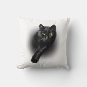 Coussin T-Shirt Chat Noir Yeux Jaunes Tee Chats