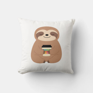 Coussin T-shirt classique Sloth Coffee Time