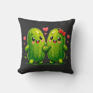 Coussin T-shirt couple de cornichons mignons drôles pour f