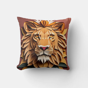 Coussin T-shirt de design d'art papier 3D Lion