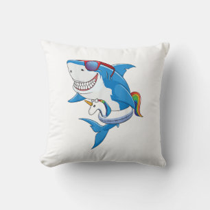Coussin T-shirt de fête en piscine Licorne Requin Enfants
