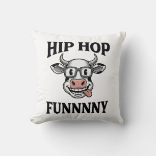 Coussin T-shirt design de gravure vintage de vache hip hop