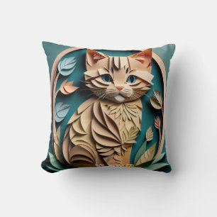 Coussin T-shirt design en papier 3D Art Kitten