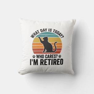 Coussin T-Shirt Dessin Citation Drôle de Chat Retraité Cou