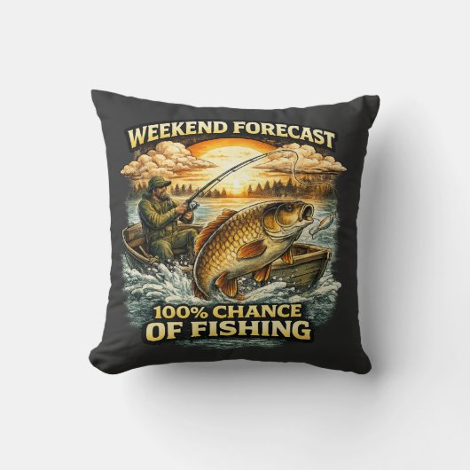 Coussin T-shirt drôle de pêche – Prévisions de week-end 10 (Recto)