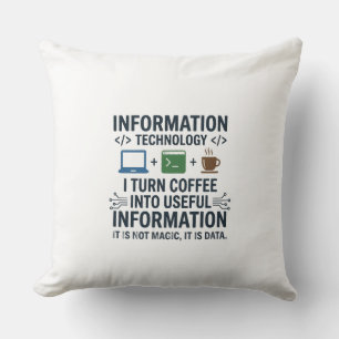 Coussin T-shirt drôle d'informatique - Manger Dormir Code