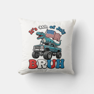 Coussin T-shirt drôle du 4 juillet dinosaure monster truck