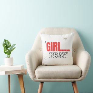 Coussin T-Shirt Girl Pray Chemise Chrétienne Basée sur l