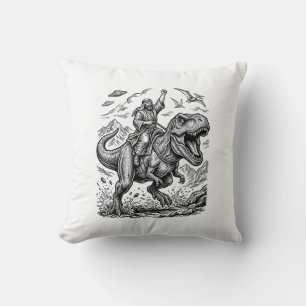 Coussin T-shirt graphique à motif de cavalier dinosaure gr