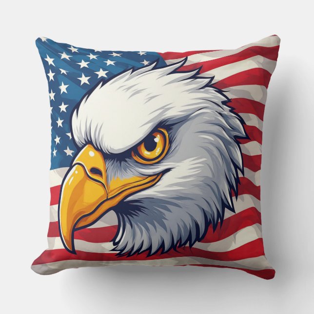 Coussin T-shirt graphique Eagle Head – USA Pride Apparel (Recto)