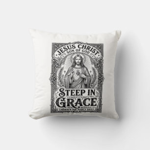 Coussin T-shirt graphique Jésus amateur de thé chrétien