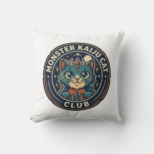 Coussin T-shirt graphique Monster Kaiju Cat - Art Monster