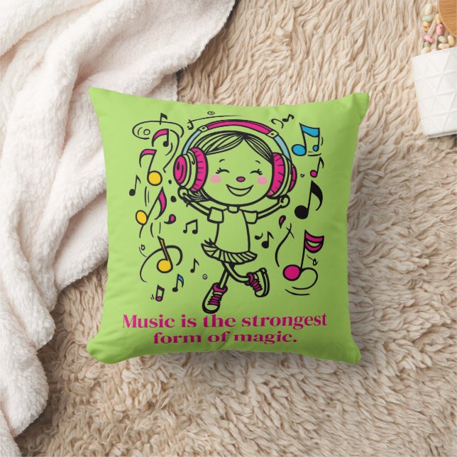 Coussin T-shirt graphique musical amusant (Couverture)