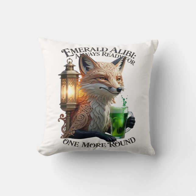 Coussin T-shirt graphique renard Emerald Alibi (Recto)