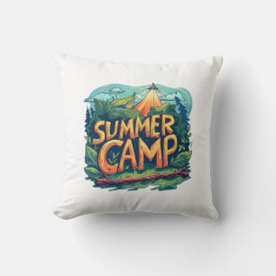 Coussin T-Shirt Graphique Rétro Camp d'Été