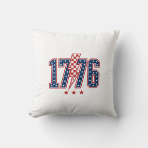 Coussin T-shirt graphique vintage éclair patriotique 1776_