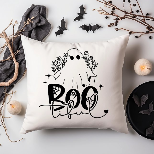 Coussin T-Shirt Halloween Fantôme Bou (Créateur téléchargé)