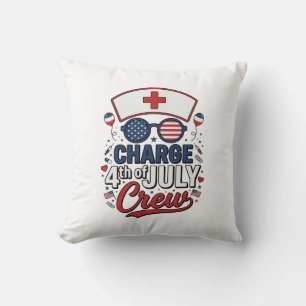 Coussin T-shirt médical patriotique d'infirmière du 14 jui