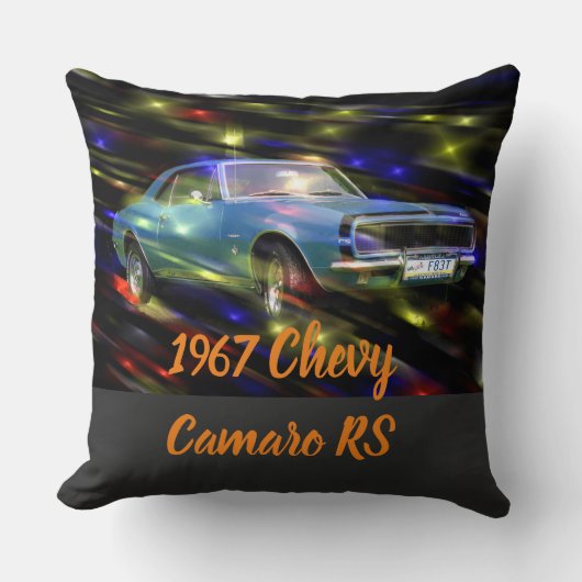 Coussin T-shirt noir pour homme Chevy Camaro RS 1967 (Recto)