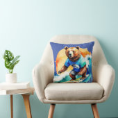 Coussin T-shirt ours à surf drôle (Chaise)