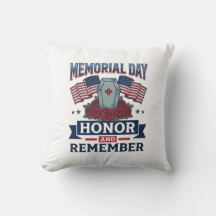 Coussin T-shirt patriotique d'honneur et de souvenir de la