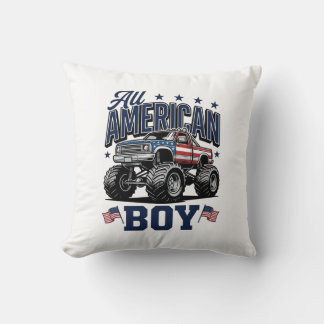 Coussin T-shirt patriotique vintage camion monstre garçon