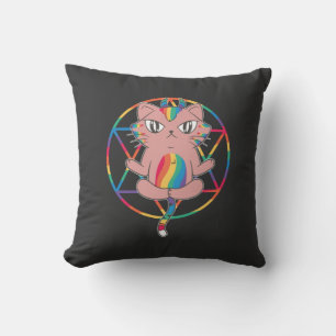 Coussin T-Shirt Pentagramme Chat Arc-en-Ciel Cornu