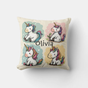 Coussin T-shirt pour tout-petit avec licorne colorée migno