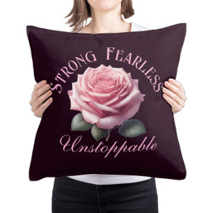 Coussin T-Shirt Rose Rose Forte Sans Peur et Imparable