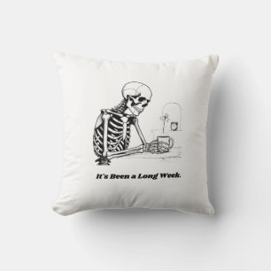Coussin T-Shirt Squelette de Semaine Longue   Minimaliste