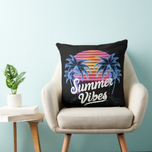 Coussin T-shirt Synthwave - Neon Palm Tree