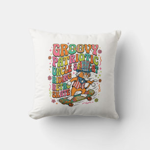 Coussin T-Shirt T-Shirt Patriote Oncle Sam Cat Rétro Typog