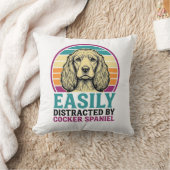 Coussin T-shirt vintage Cocker Spaniel facilement distrait (Couverture)