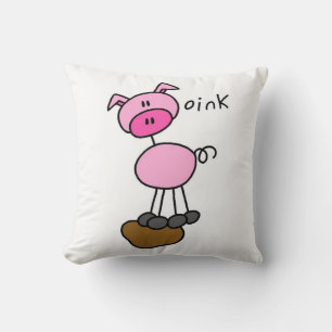 Coussin T-shirts et cadeaux Stick Figure Pig