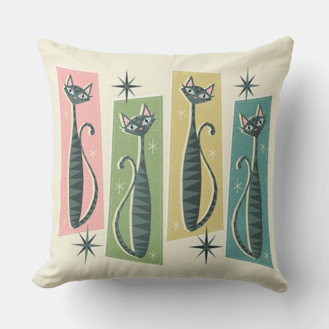Coussin Tabbies Rétro Patchwork ©studioxine (Recto)