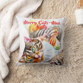 Coussin Tabby Cat Cats Merry Christmas Cats-Mus Girls (Couverture)